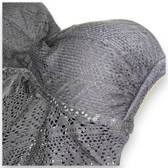 Merona Women's Black Mesh Lace Tankini Side Bone Ruche with Padding Size Small - Picture 6 of 8